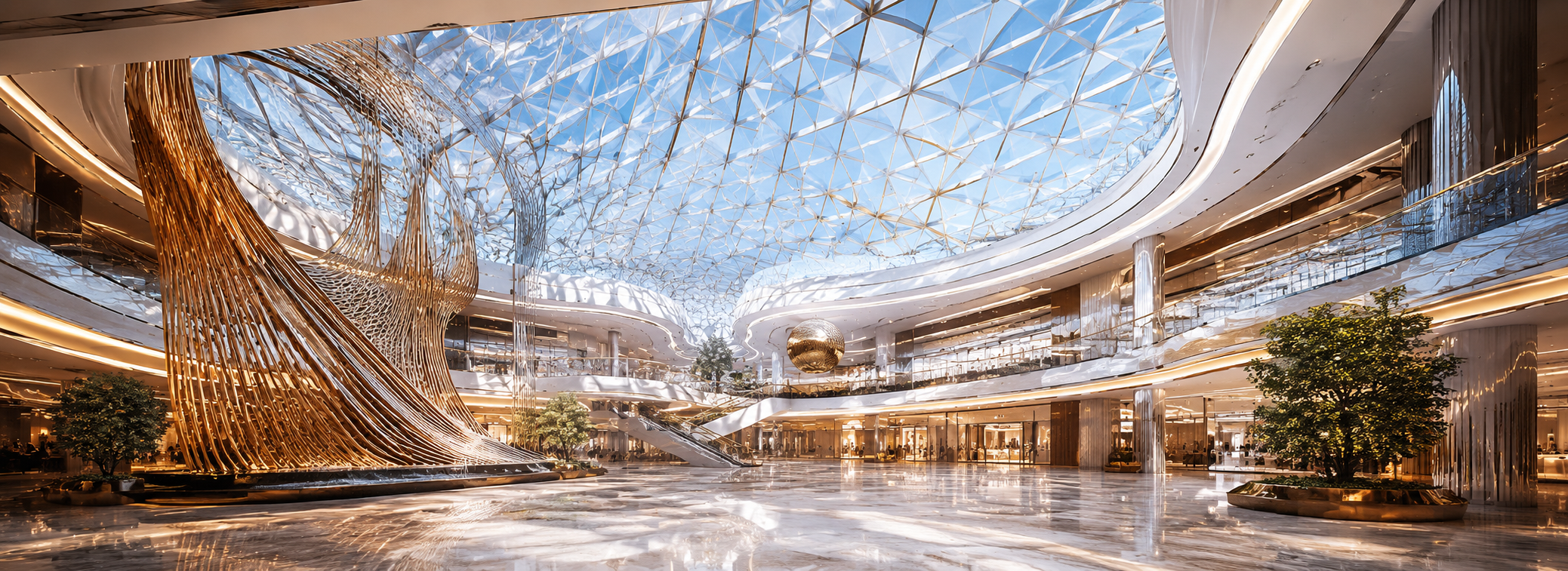 Skylight cam çatı sistemi uygulanan modern ve geniş iç mekân